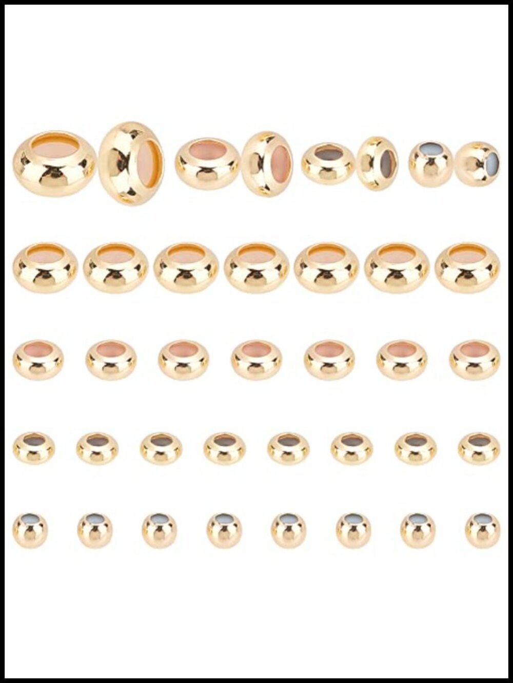 48pcs 14k Gold Plated Stopper Beads Slider Beads For Jewelry Making
